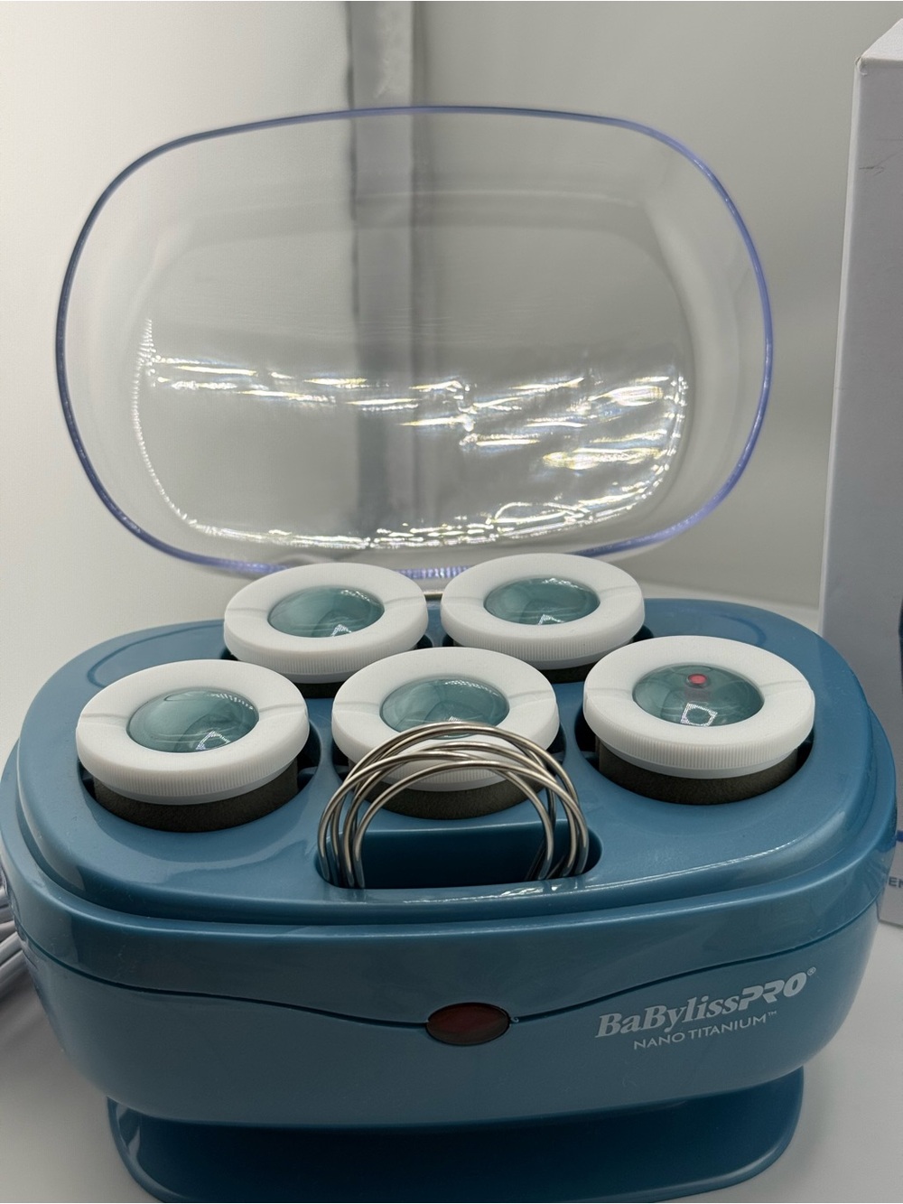 BaBylissPRO Nano Titanium Jumbo Hot Rollers - Teal and White - Picture 3 of 6